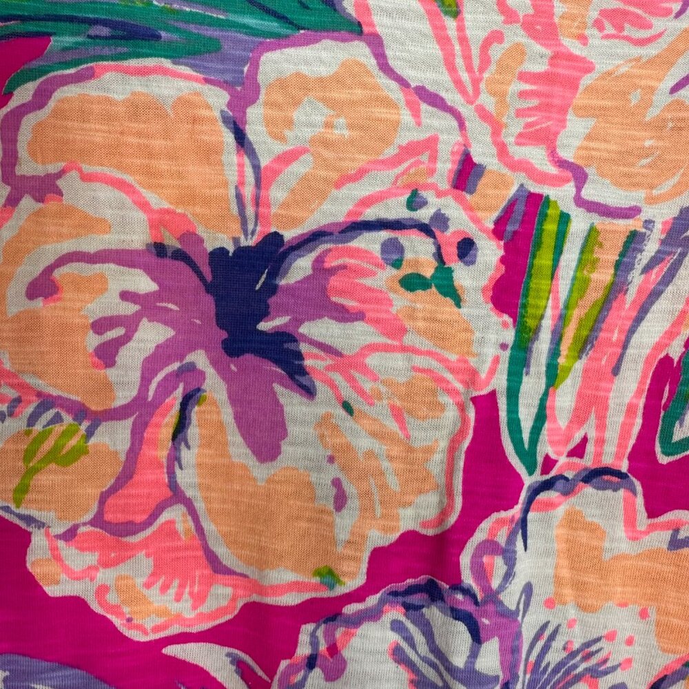 Lilly Pulitzer  Paradis Swing Dress‎ S Magenta Tipping Point Long Sleeve Floral - Picture 11 of 12